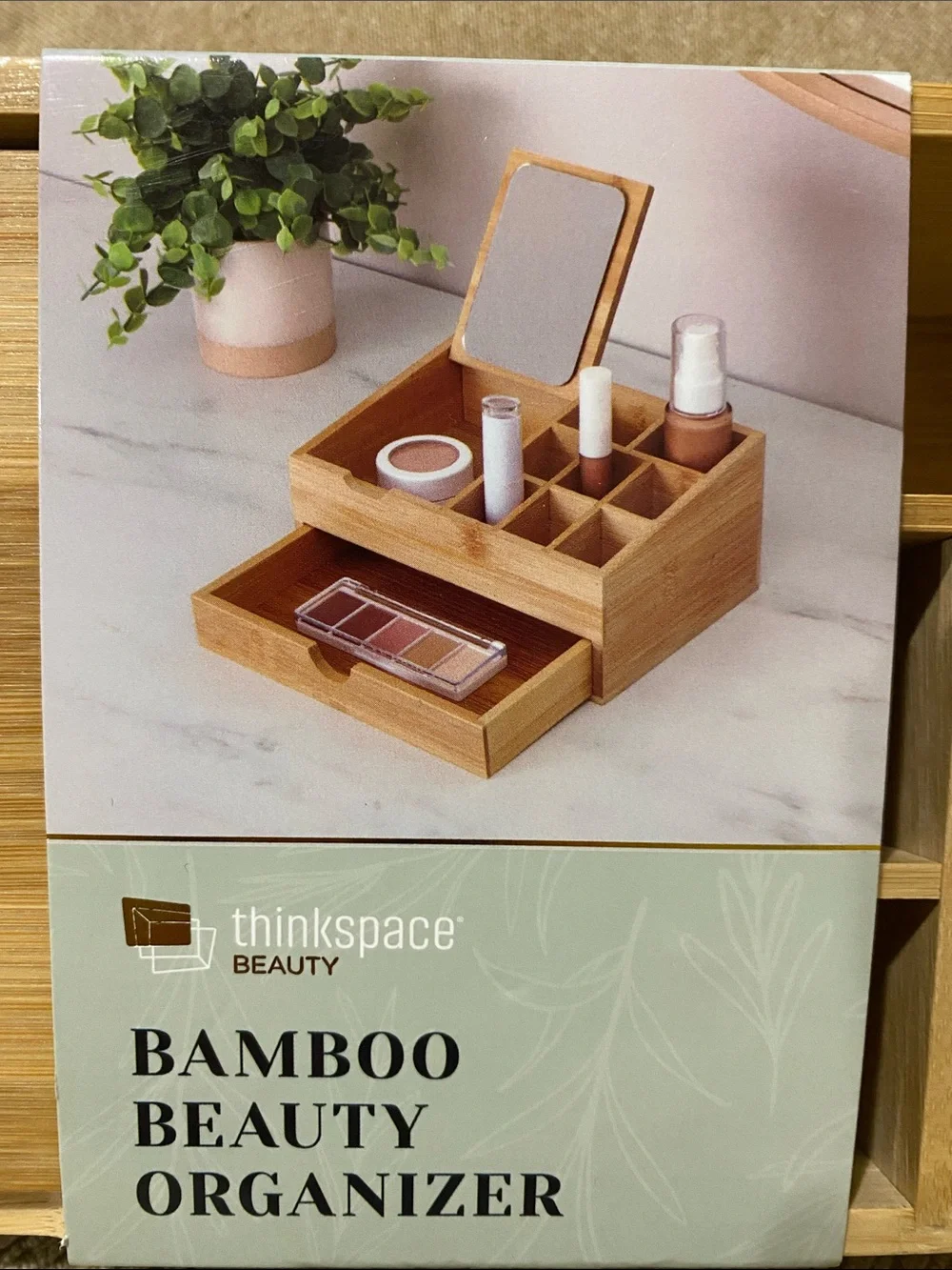 🤎NWT Bamboo Beauty Organizer - Natural Bamboo Makeup Storage